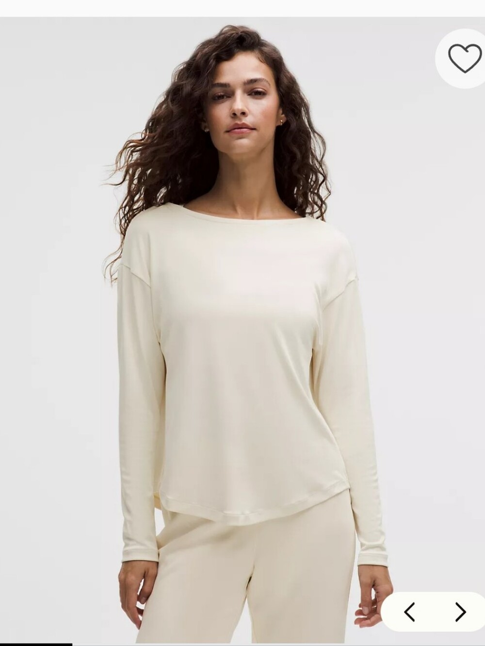 NWT Lululemon Drapey Softstreme Boatneck Long Sleeve Light Ivory M